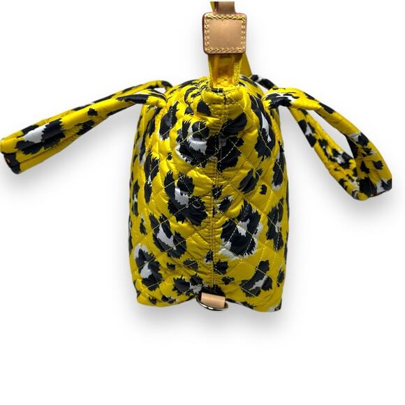 MZ Wallace Sutton Deluxe Medium Woven Quilted Crossbody Tote Bag Yellow Leopard - Picture 2 of 10